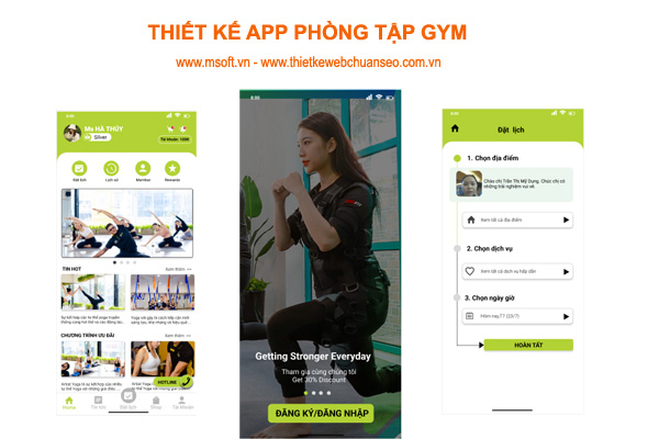 thiết kế app phòng tập gym