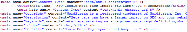 website seo meta tags